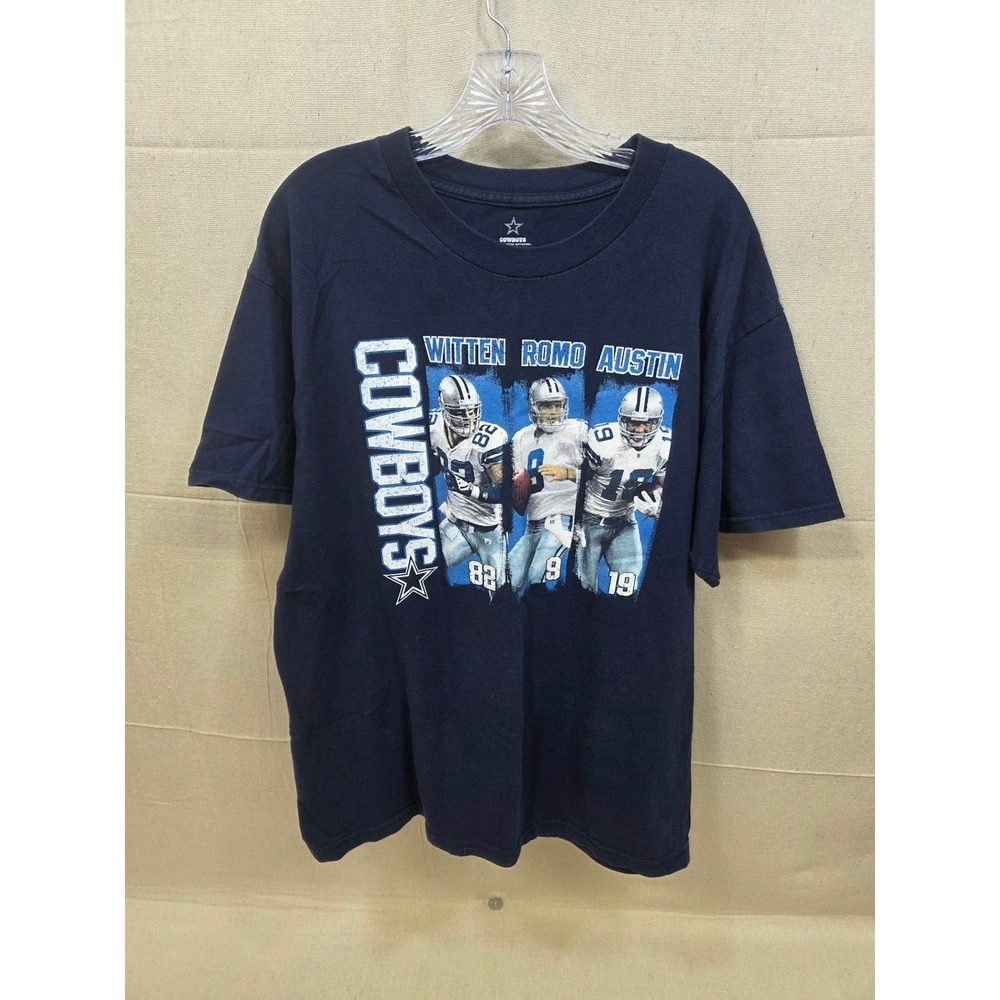 Dallas Cowboys Shirt Men Medium Blue Witten Romo Austin Graphic Tee NFL Football